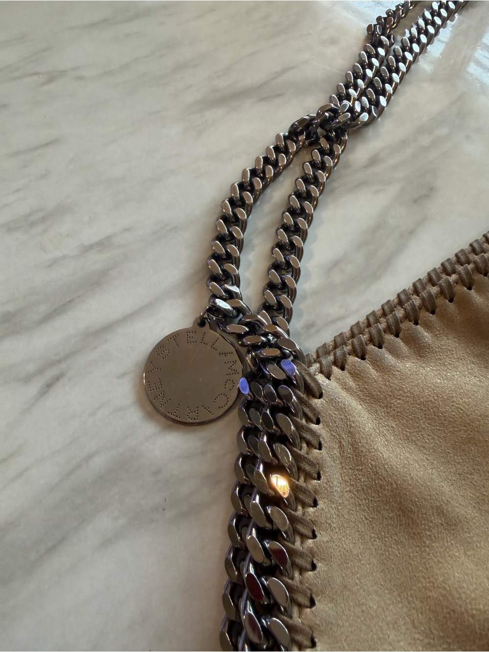 Stella McCartney Large Falabella Ombre Beige Faux Leather Bag w Chain Link *READ - Picture 4 of 11